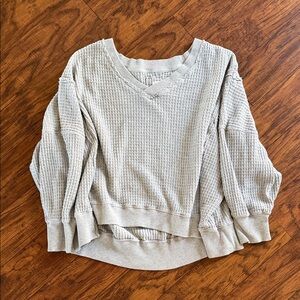 American Eagle Big Hug Waffle Sweatshirt Light Gray XL